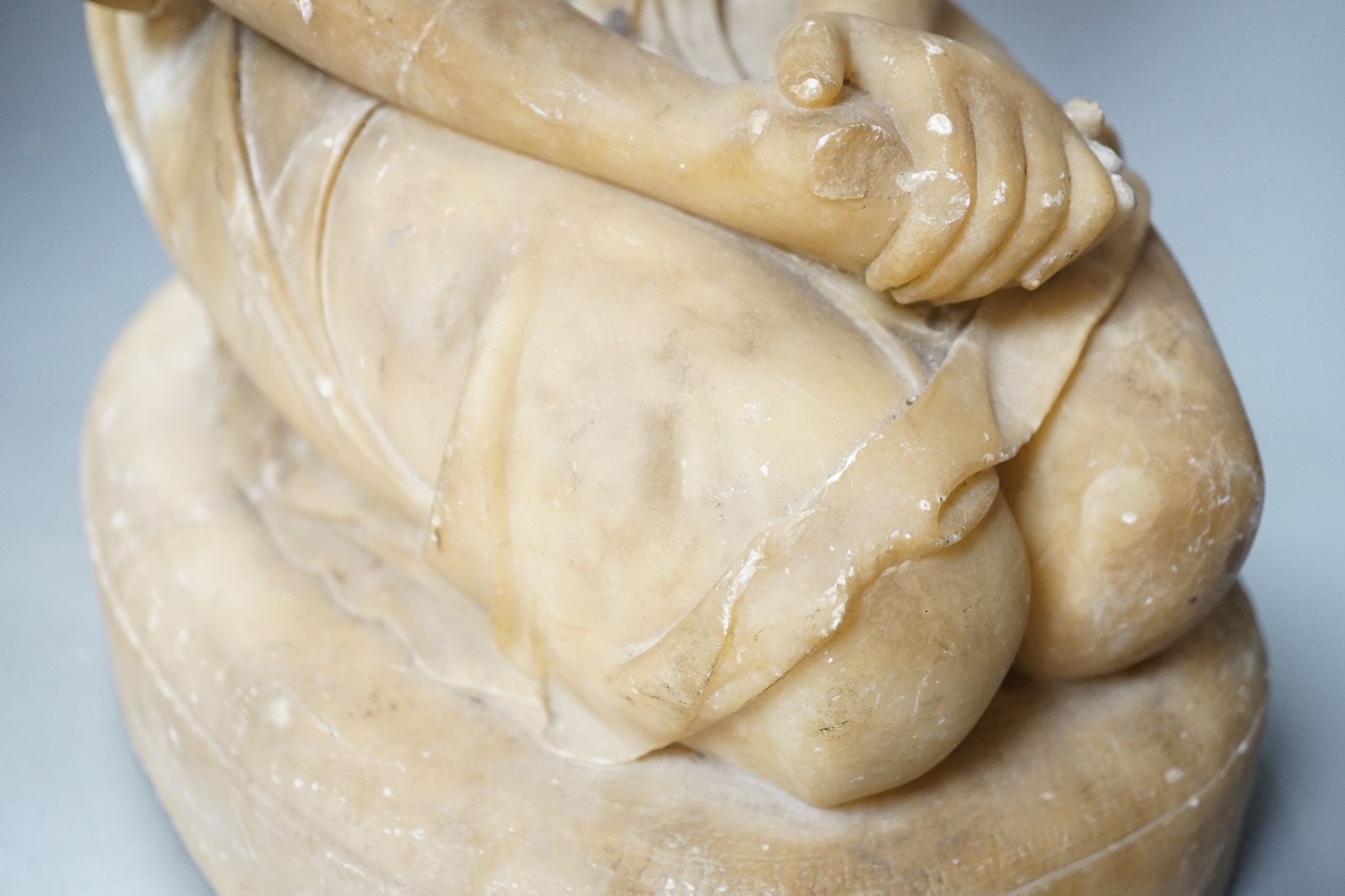 A Victorian alabaster figure kneeling female, 51cm